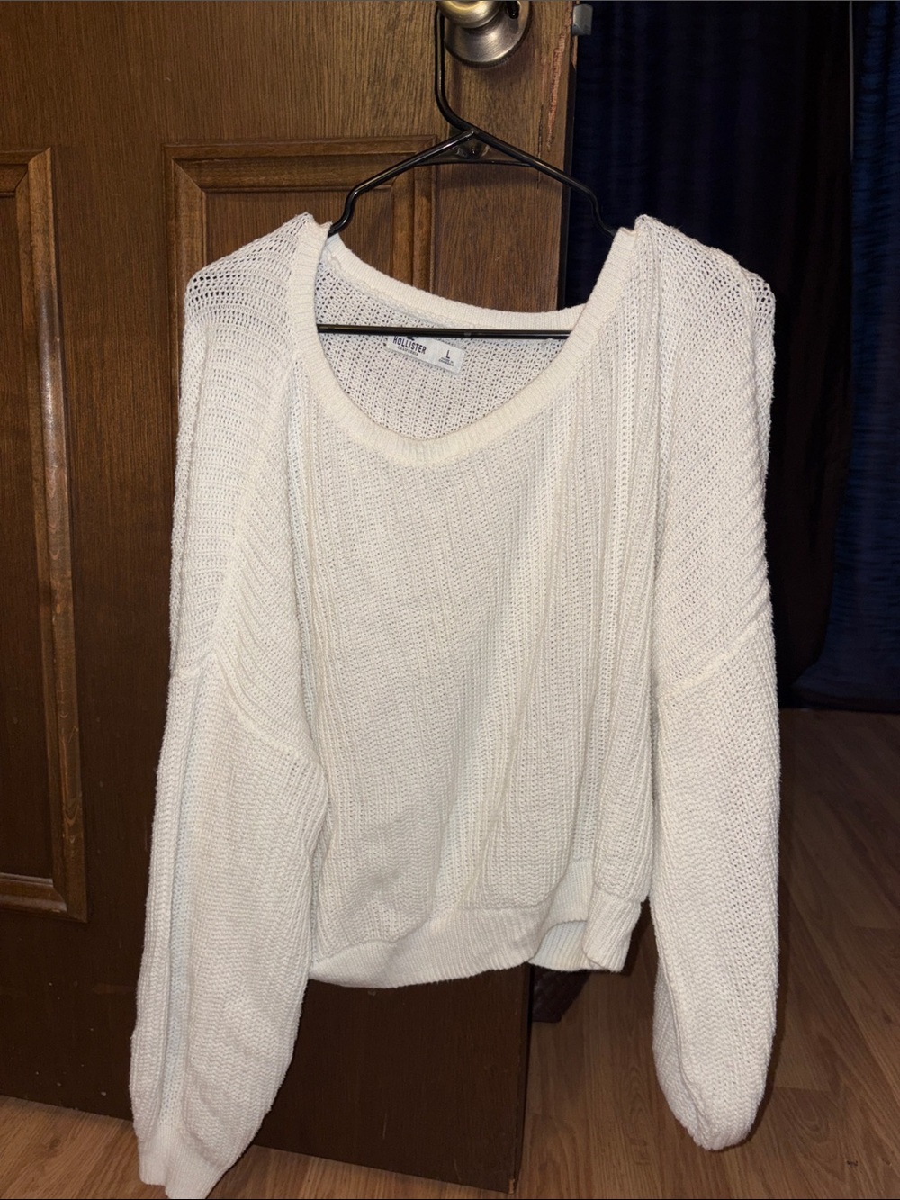 Hollister Cream Scoop-Neck Open Knit Pullover